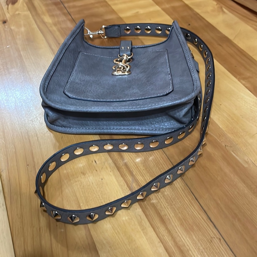 Steve Madden Gray Studded Strap Crossbody Bag
